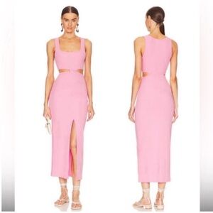 l*space Pink Midi Cutout Dress with Front Slit